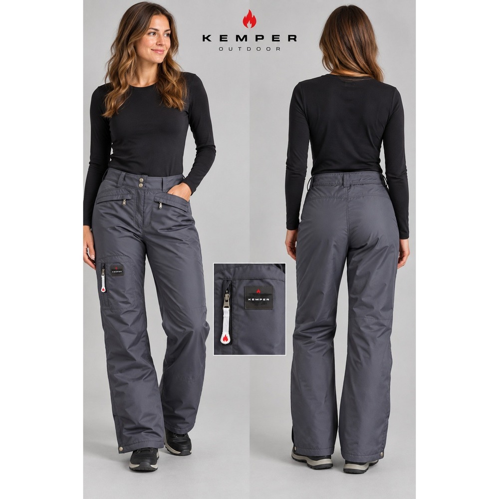 Kemper Outdoor Womens Insulated Snow Pants Gray Ski Snowboard Cargo Size Medium